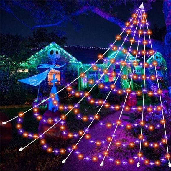 Halloween Decoration Spider Web with 350 LEDs, Adjust Brightness, 8 Light - Picture 1 of 7